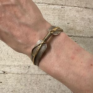 Vintage Navajo Charley Sterling Feather Cuff Bracelet